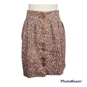 Anthropologie Elevenses Brand Aerial Confetti Pop Velvet Button Front Skirt